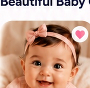 Smiling baby wearing a bow