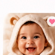 Baby wearing a soft hood